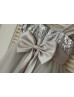 Chiffon Straps Silver Sequin Gray Tulle Dreamy Flower Girl Dress